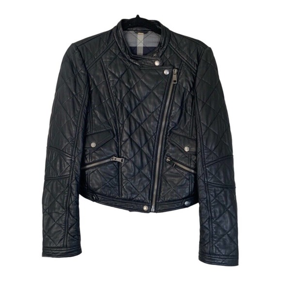 COPY - Burberry Quilted Leather Moto Jacket In Black Medium - Picture 1 of 11